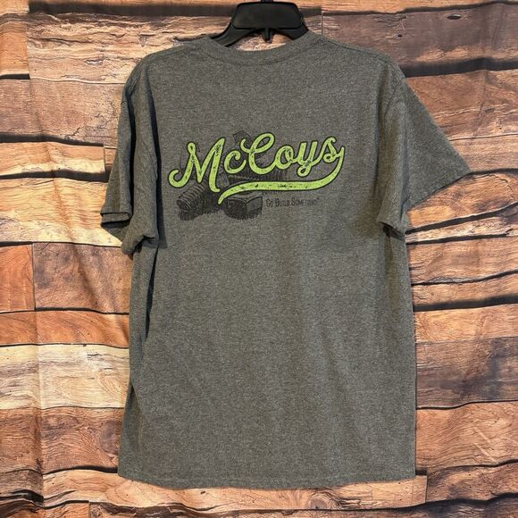 McCoy's "Go Build Something" L T-Shirt Grey Green Logo Building Supply Theme - Picture 1 of 6